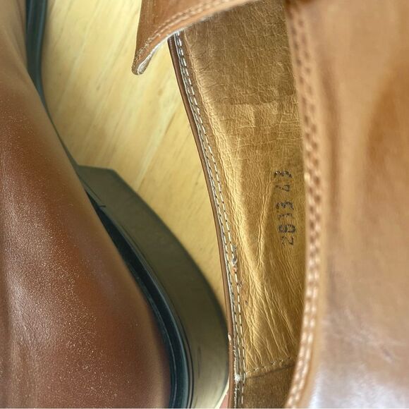 Vintage Borgesi Beverly Hills Light Brown Leather Handmade Shoes Size 43 - Picture 6 of 8